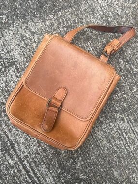 Classic Brown Leather Crossbody Bag for Men